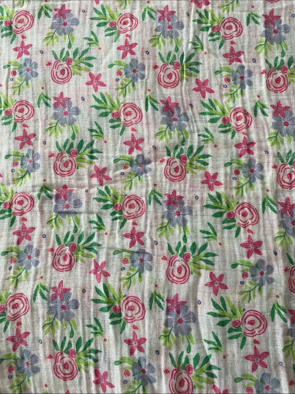 Floral Cotton Baby Girl Swaddle Blanket - Pink & Green Floral Print